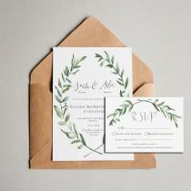 wedding photo - Olive leaf Wedding Invitations