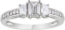 wedding photo - MODERN BRIDE 1 CT. T.W. Emerald-cut Diamond Bridal Ring 14K White Gold