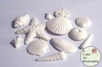 wedding photo - 12 White Edible Sea shells- Variety for cakes, beach wedding cakes. Under the sea ocean cakes, mermaid cakes, Gumpaste edible seashells