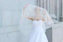 wedding photo - Ivory English Net Circle Veil, Elbow length veil