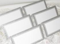 wedding photo - Silver Glitter Blank Tented Place Cards, Escort cards, Name Cards - #010
