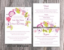 wedding photo -  DIY Wedding Invitation Template Set Editable Word File Instant Download Printable Invitation Wreath Wedding Invitation Floral Invitation
