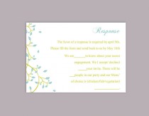 wedding photo -  DIY Wedding RSVP Template Editable Word File Instant Download Rsvp Template Printable RSVP Cards Blue Green Rsvp Card Elegant Rsvp Card