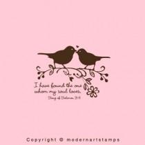 wedding photo - Love Birds Stamp   Birds in Love Stamp   Wedding Stamp   I have found the one whom my soul loves   Bible Verses about Love   A87   LARGE