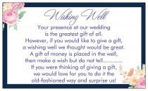 wedding photo - 10 WISHING WELL CARDS Navy blue flowers vintage floral white print text for including with wedding invitations gif cards