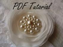 wedding photo - Judy PDF tutorial Ivory glass pearl brooch Fabric flower brooch bouquet component Wedding sash hair pin decoration