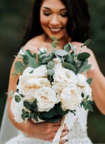 wedding photo - Ivory and eucalyptus bouquet