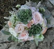wedding photo - Blush & Sage Succulent Bouquet