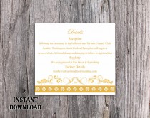 wedding photo -  DIY Wedding Details Card Template Editable Text Word File Download Printable Details Card Yellow Gold Details Card Elegant Enclosure Cards