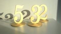 wedding photo - 1-5 Freestanding table numbers. Wedding table numbers. Gold numbers.