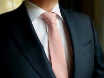 wedding photo - Blush Linen Necktie -Chambray Linen Necktie -Wedding Neckties- Groom's Necktie