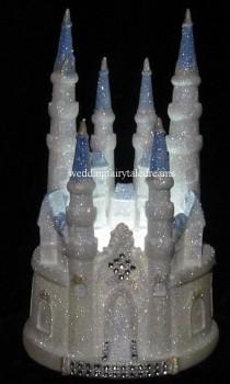 wedding photo - Lighted Winter Wonderland Wedding Cinderella Castle 15 16 Birthday Cake Topper