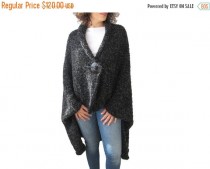 wedding photo - 20% WINTER SALE Boucle Hand Knitted Poncho - Pelerine - Cape