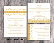 wedding photo -  DIY Wedding Invitation Template Set Editable Word File Instant Download Printable Invitation Floral Wedding Invitation Gold Invitations