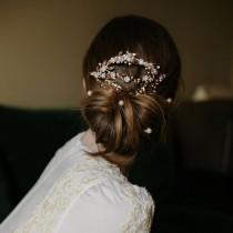 wedding photo - Bridal mantilla decorated hair comb - Adelaide No. 2147