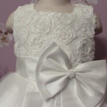 wedding photo - Weddings Beautiful White/Light Ivory Colors Girls Rose Bead Flower Dress And Handband