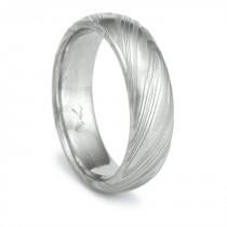 wedding photo - Damascus Steel Ring Unique Men's Wedding Band Twisted Wood Grain Pattern and Domed Band. Comfort Fit Interior with Bold Hand Forged Design.