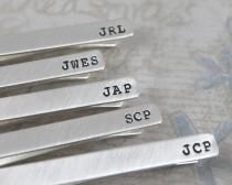 wedding photo - Personalized Groomsmen Tie Clip, Solid Sterling Silver Tie Bar, Personalized Tie Bar, Mens Personalized, Personalized Groomsmen Accessories