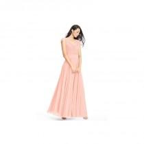 wedding photo - Coral Azazie Cheryl - Chiffon And Lace Illusion V Neck Floor Length Dress - The Various Bridesmaids Store