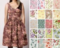 wedding photo - Fit and Flare V-neck Dress with pockets – Short custom Bridesmaid  - Floral print rustic country wedding ivory pink tan
