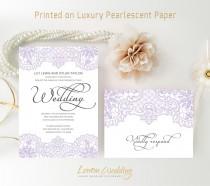 wedding photo - Purple wedding Invitations printed on luxury shimmer paper 