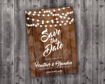 wedding photo - Country Save the Date Printed - Wedding Save The Date, Affordable, Cheap, Wedding Invitations, Lights, Calendar, Wood, Rustic, Postcard