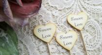 wedding photo - S'more Love Heart Cupcake Toppers / Wedding / Reception / Sweets Bar / Vintage Inspired / set of 15