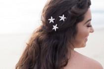wedding photo - Silver Rhinestone Starfish Beach Bridal Hair Pin Accessory ~ Sandy