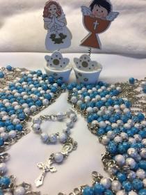 wedding photo - Catholic rosaries, Mini rosaries, Baptism favors, First communion favors, Rear view mirror,New born bay,Baby shower gift,Handmade rosaries