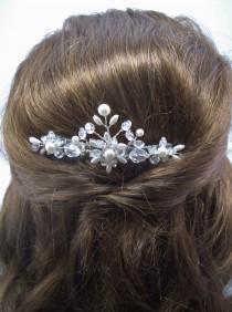 wedding photo - Crystal and Pearl Hair Comb, Bride Veil Accessory, Beaded Wedding Hairpiece, original FFT design