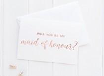 wedding photo - PRE-ORDER** Will you be my maid of honour card // Rose Gold Will you be my maid of honour card // A6 rose gold foil