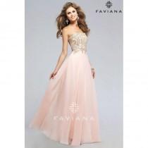 wedding photo - Faviana Glamour S7760 Soft Peach,Ivory, Blue,Navy Dress - The Unique Prom Store