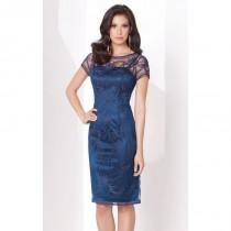 wedding photo - Navy Blue Short Sleeved Dress by Social Occasions by Mon Cheri - Color Your Classy Wardrobe