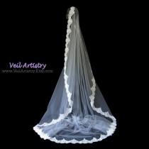 wedding photo - Bridal Veil, Chapel Veil, Mantilla Bridal Veil, Mantilla, Alencon Lace Veil, Made-to-Order Veil, Custom Veil