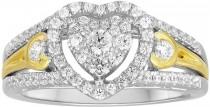 wedding photo - MODERN BRIDE 1/2 CT. T.W. Diamond and Lab-Created Sapphire 10K Two-Tone Yellow Gold Bridal Ring