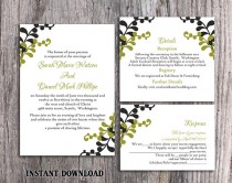 wedding photo -  DIY Wedding Invitation Template Set Editable Word File Instant Download Printable Leaf Wedding Invitation Blue Invitations Green Invitations