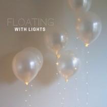 wedding photo - Wedding Balloons, Wedding Decor, Wedding Reception Decor, Wedding Lights, White balloons with string lights. Wedding Lighting