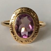 wedding photo - Antique Amethyst Ring in 14K Yellow Gold. 2 Carat Amethyst. Unique Engagement Ring. February Birthstone. 6th Anniversary Gift.