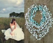 wedding photo - Summer Weddings Chunky Necklace, Blue Pearl Bridal Necklace, Crystal Pearl Wedding Jewelry, Bridal Accessories