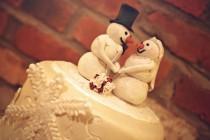 wedding photo - Snowman Wedding Cake Topper; Customized Snowman Wedding Topper, Custom Wedding Cake Top, WInter Wedding Cake Topper