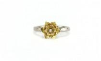 wedding photo - Handcrafted Lotus Flower Ring - 14k or 18k Yellow Gold & Palladium White Gold - Engagement Ring, Wedding, Anniversary, Promise Ring
