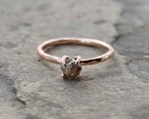 wedding photo - raw cacao color diamond ring w/ 14k rose, white or yellow gold, conflict free, rough diamond, brown, alternative engagement, made to order