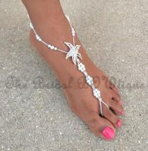 wedding photo - NEW - Pearl Starfish Barefoot Sandals, Beach Wedding Barefoot Sandal, Bridal Barefoot Sandals, Bridal Foot Jewelry, Footless Sandal