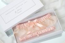 wedding photo - blush pink lace garter set with rose gold, rose gold garter set, blush pink garter set, blush pink wedding garter set, plus size garter set