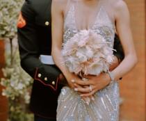 wedding photo - Bridal Bouquet, Feather Wedding Bouquet, Blush Bouquet, Vintage Wedding, Brooch Bouquet, Gatsby Wedding, Alternative Wedding Bouquet,