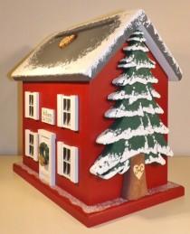 wedding photo - Winter Wedding Card Box Birdhouse with Heart Carved Pine Tree