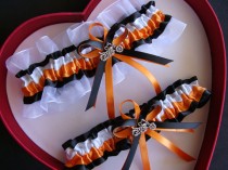 wedding photo - New Orange Black White Harley Wedding Garter Prom GetTheGoodStuff Motorcycle