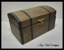 wedding photo - Wood Trunk Wood Chest Jewelry Box Small Wood Trunk Treasure Chest Trinket Box Gift For Him Cool Wood Trunk Vintage Inspired Trunk Wood Art