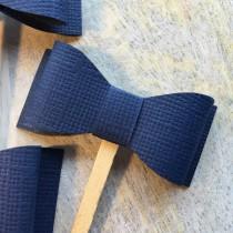 wedding photo - Navy Blue Bow Cupcake Toppers