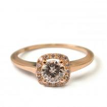 wedding photo - Engagement Ring Halo Ring - 14K Rose Gold and Diamond engagement ring,Halo Ring, engagement ring, wedding band, crown ring, edwardian,
